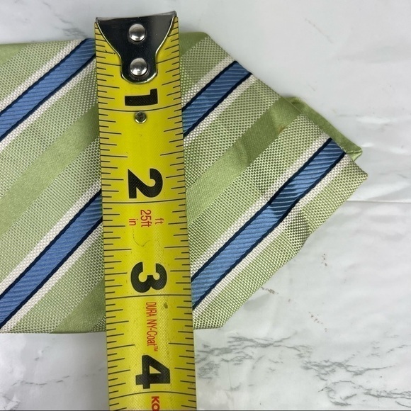 NAUTICA - 100% Silk Men's Neck Tie - Made in China - Green Blue Stripe 58 x 3.5 - Picture 3 of 8